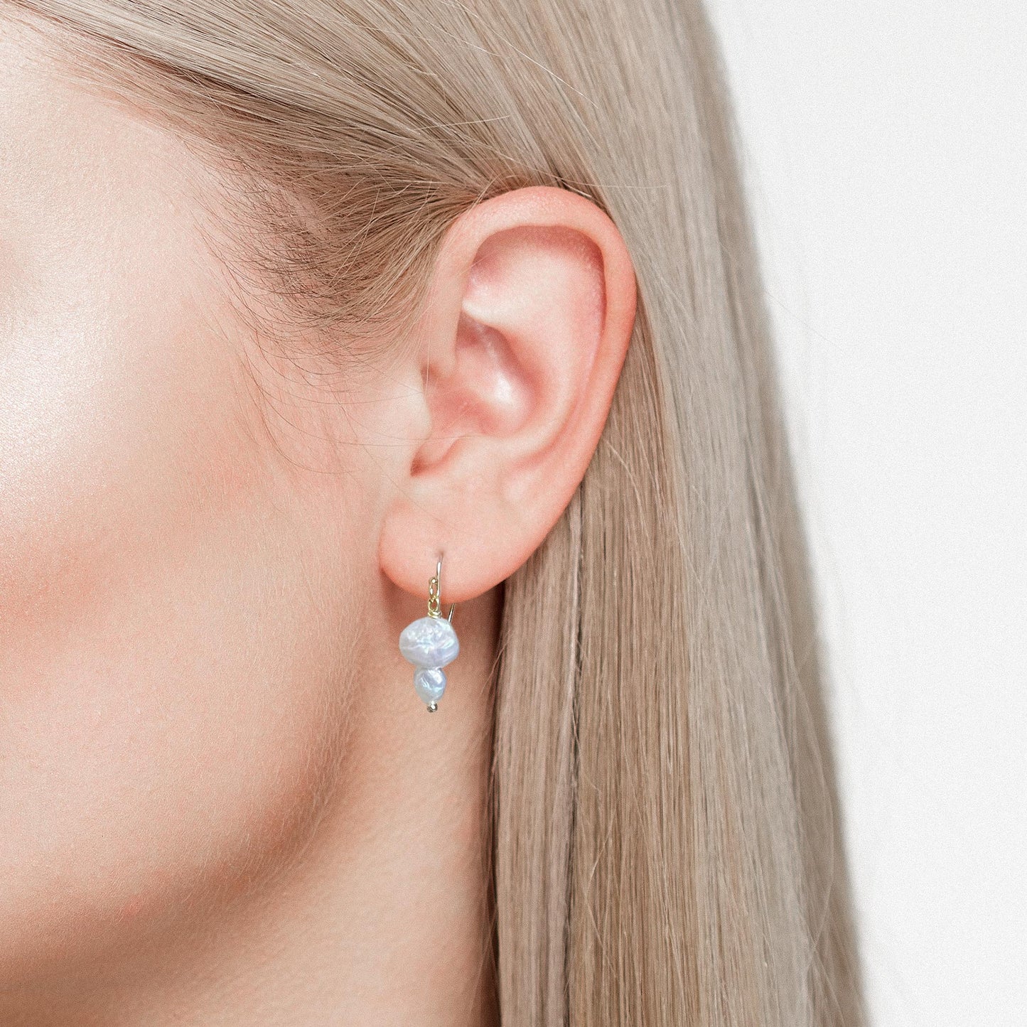 Keshi Pearl gold earrings