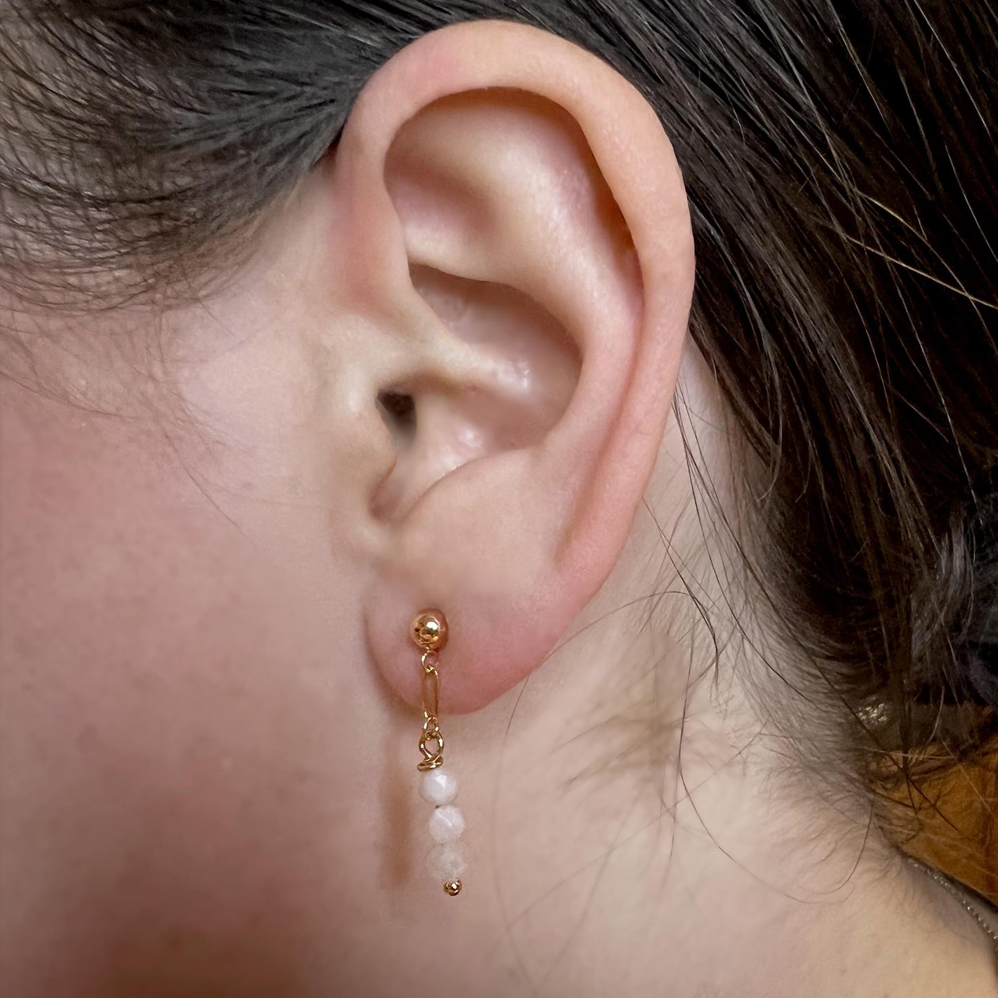 Moonstone gold earrings