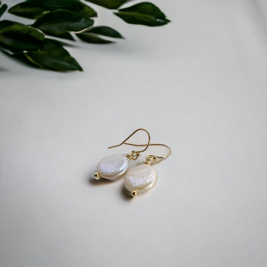 Coin Pearl gold earrings
