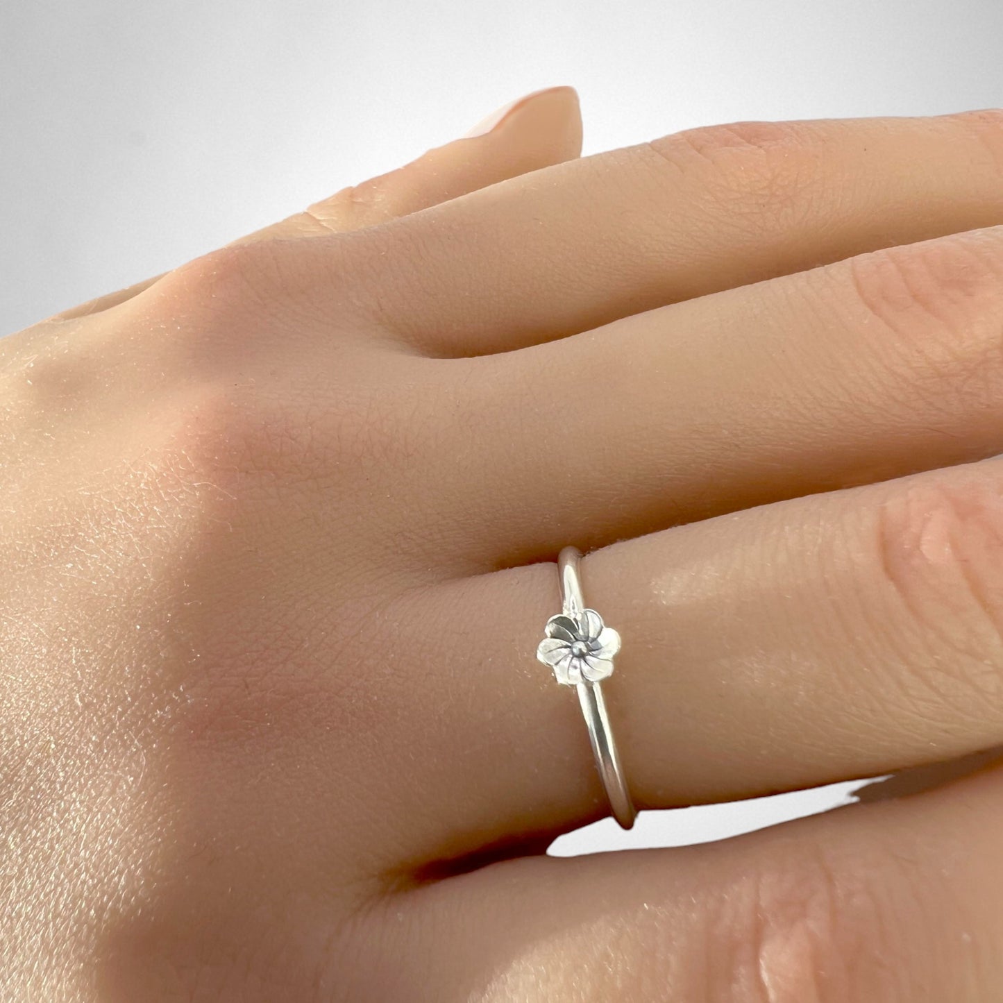 Blóma silfurhringur