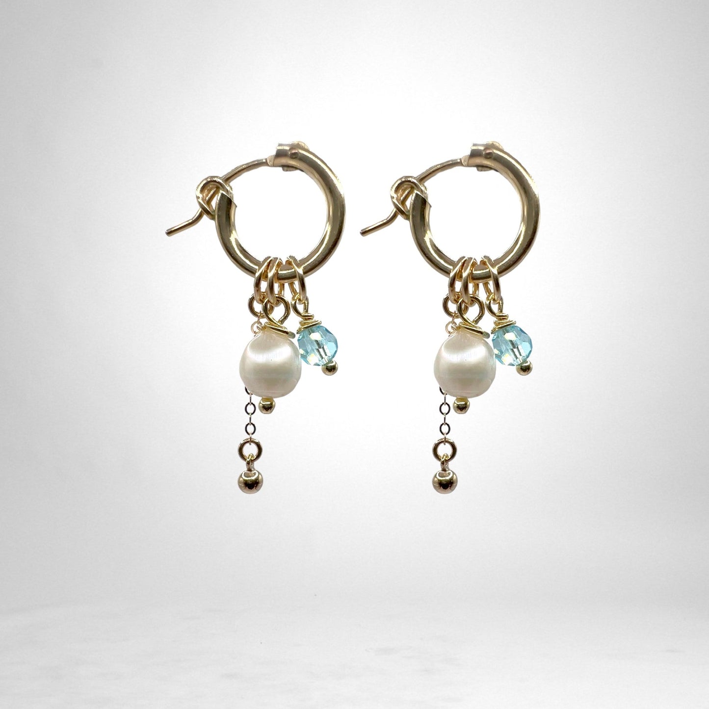 Gull hringlokkar með keðjum, perlum & kristal