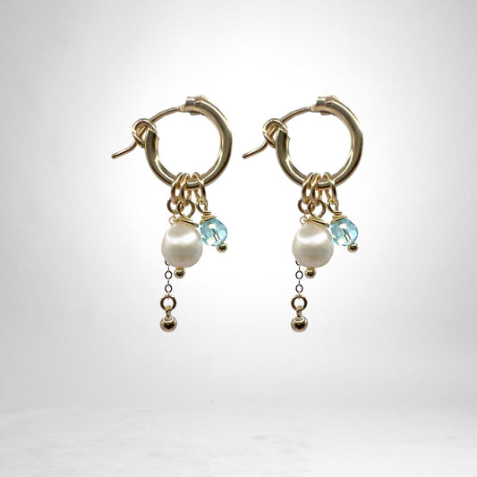 Gull hringlokkar með keðjum, perlum & kristal