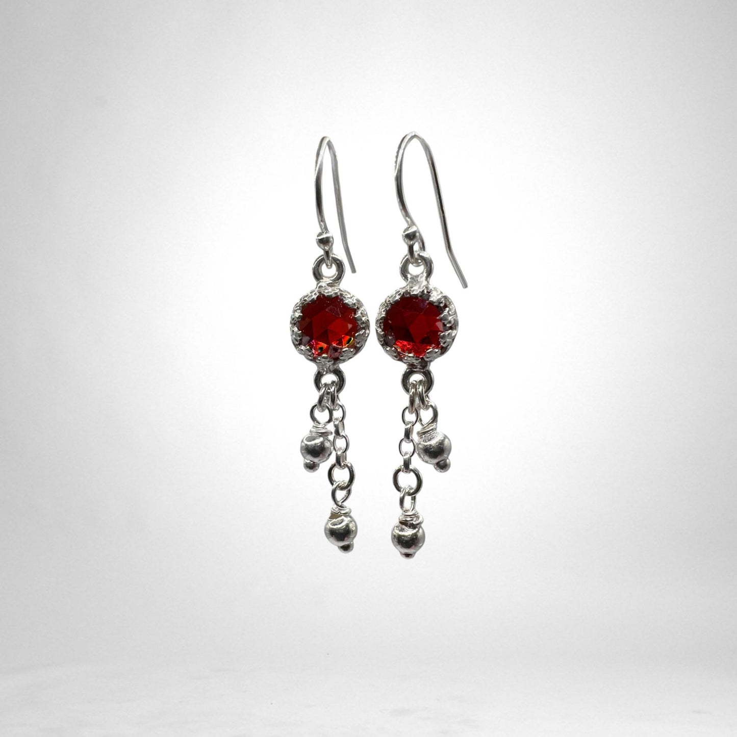 Red garnet silver earings