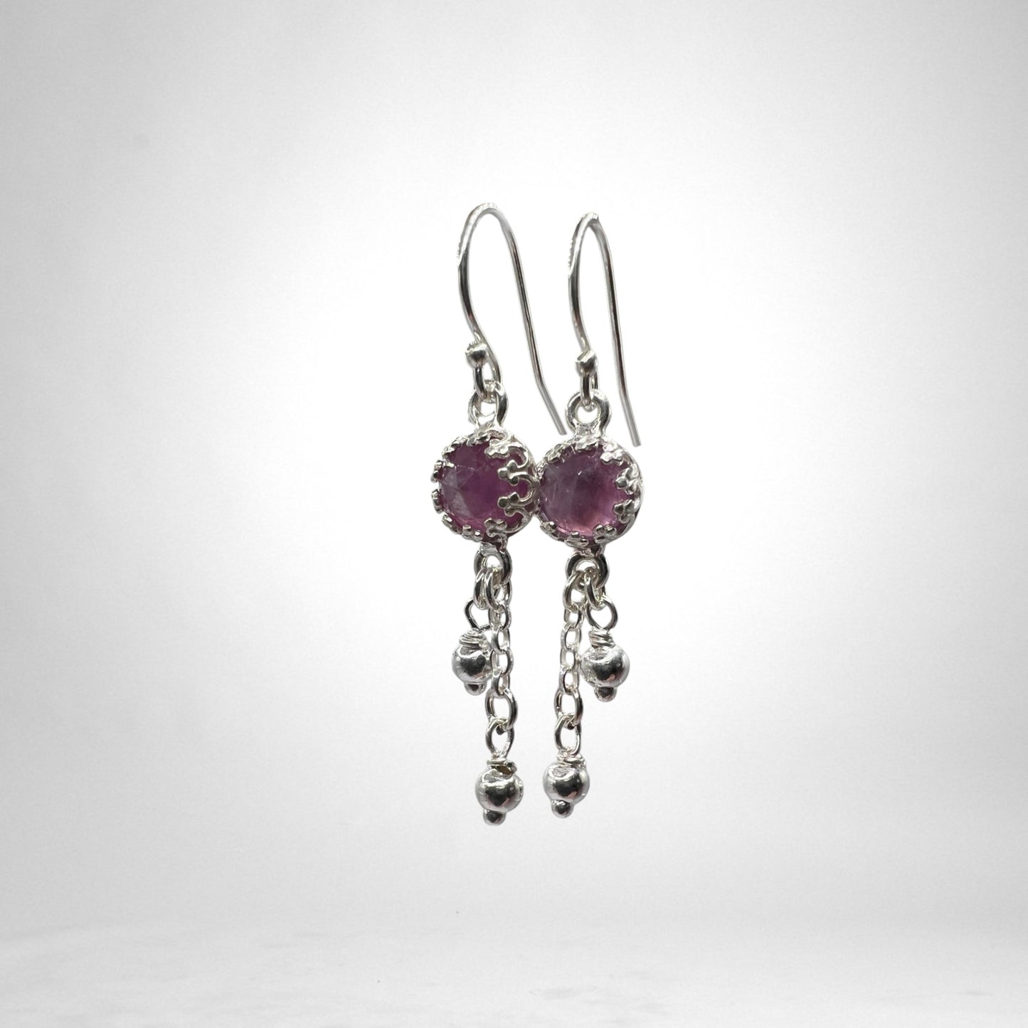 Pink Sapphire silver earrings