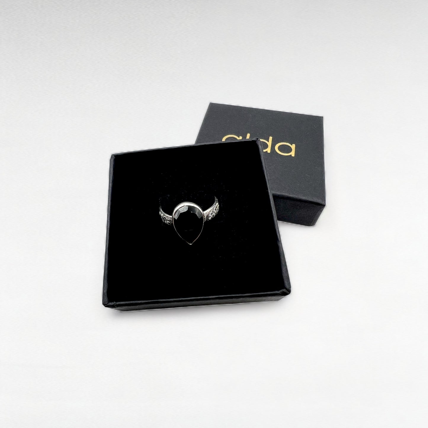 Black Tear silver ring