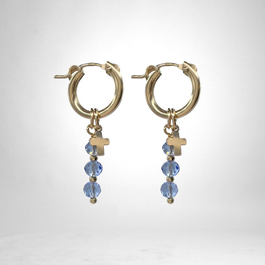 Gull hringlokkar kristal og kross