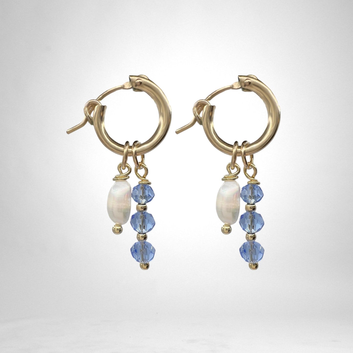 Gold Hoops with pearls and crystals