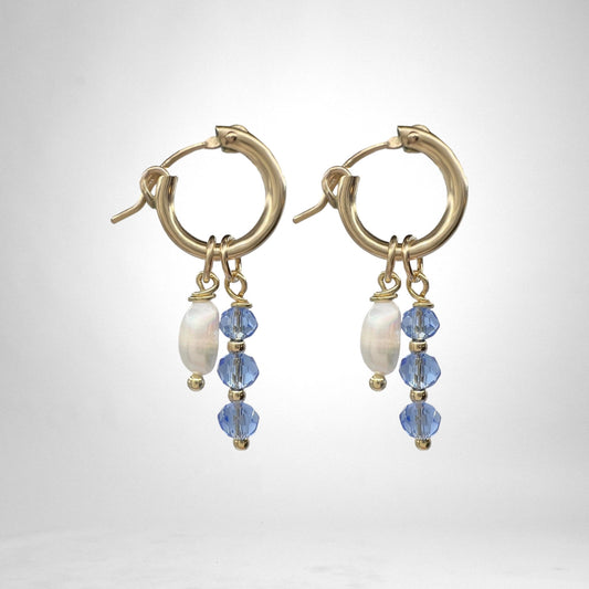 Gull hringlokkar með perlum og kristal