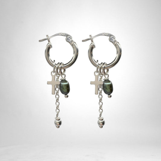 Silver Hoops with charms