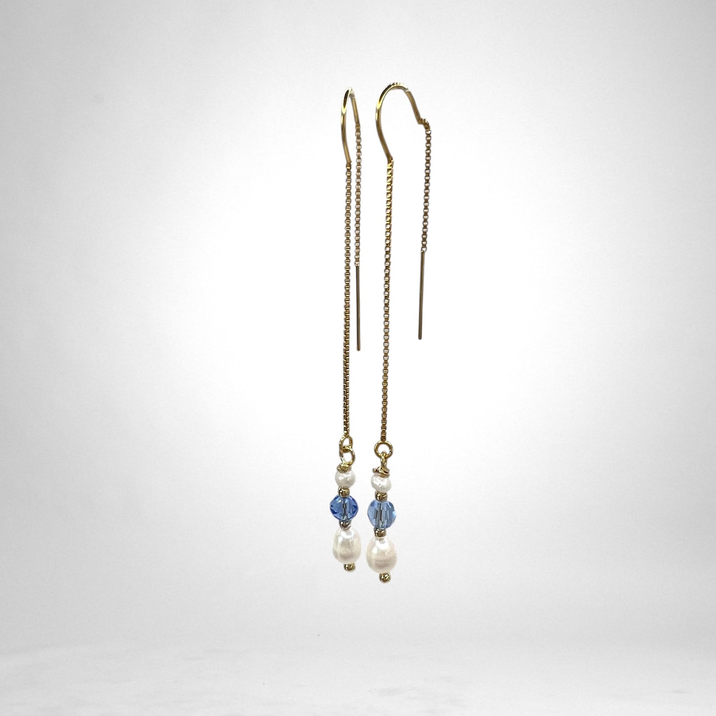 Gold filled drop chain with pearl & crystal