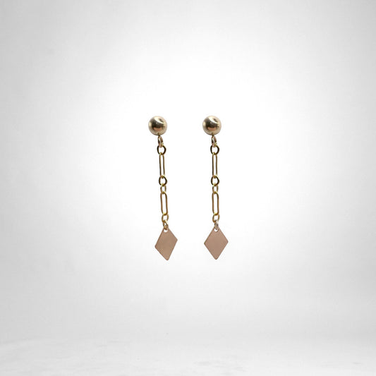 Rhombus Drop gold earrings