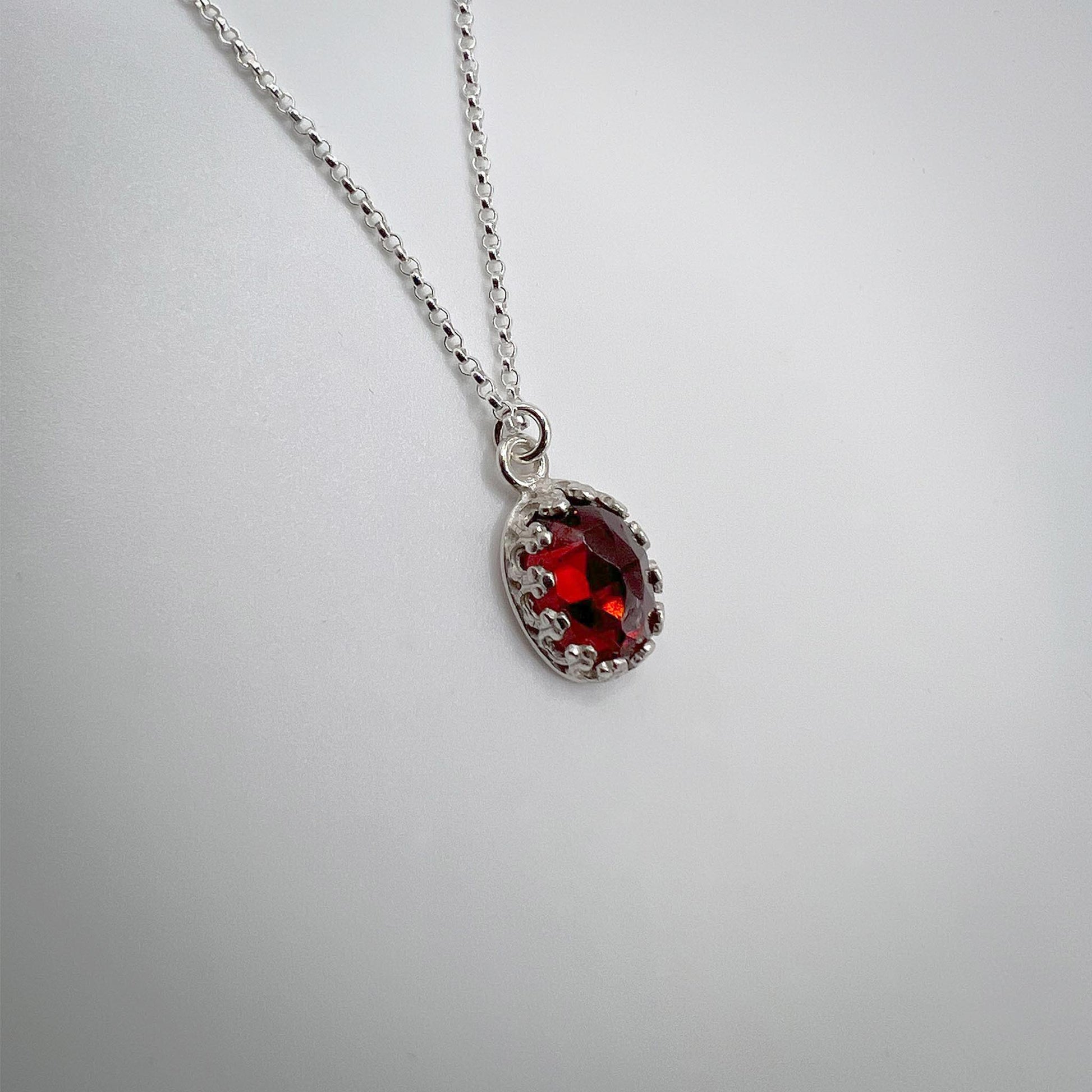 Red Garnet silver necklace