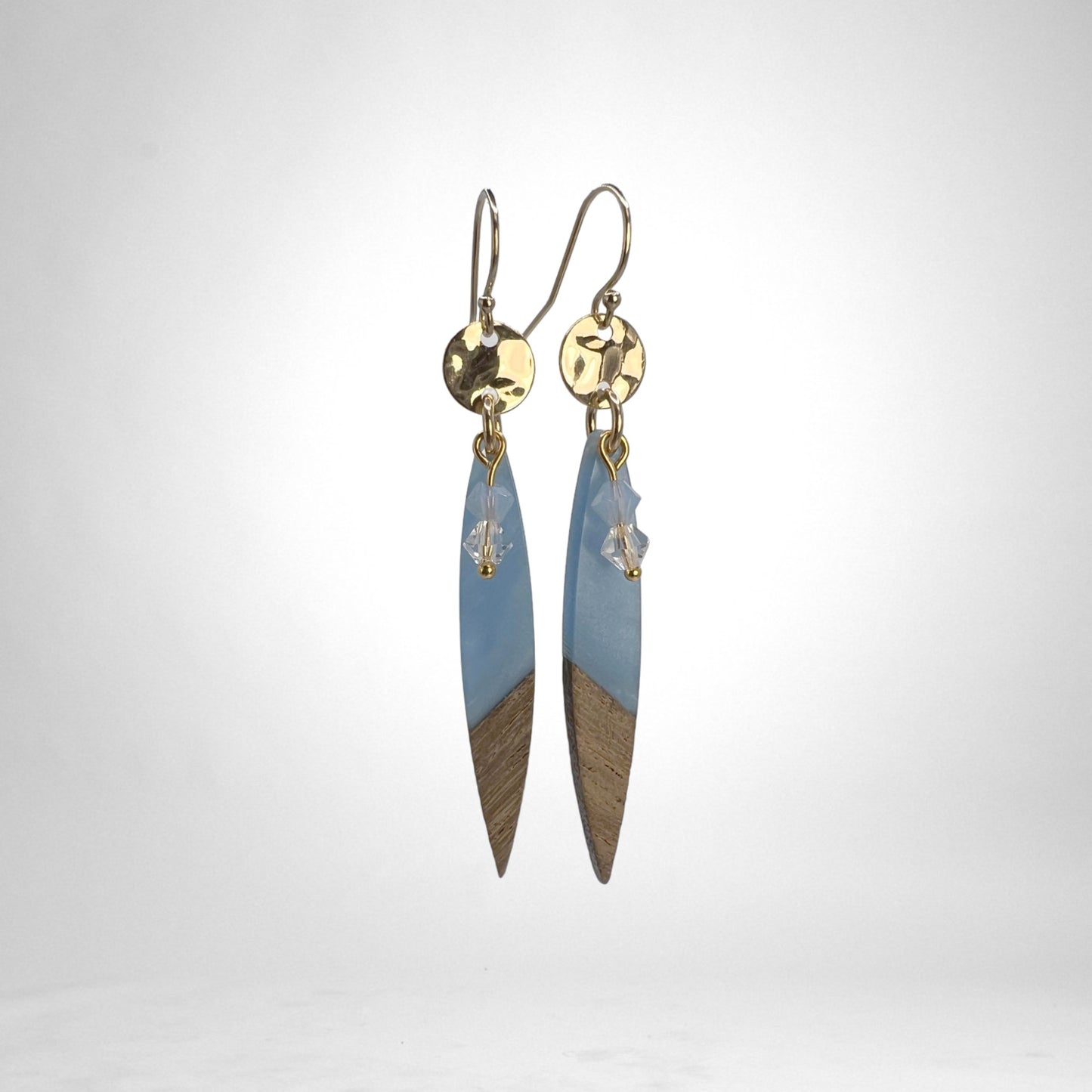 Wood Charm gold earrings