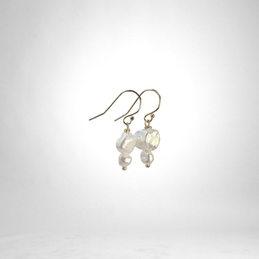 Keshi Pearl gold earrings