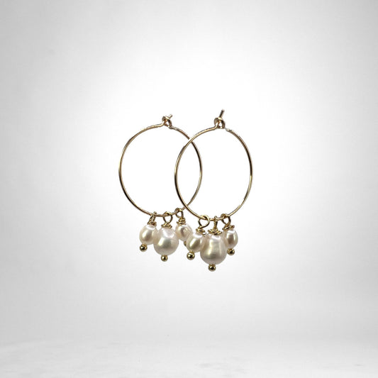 Pearl gold hoops