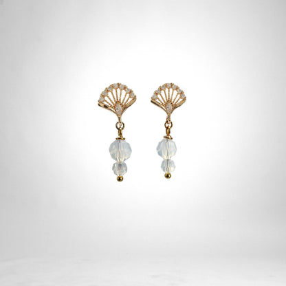 White Crystal gold earrings