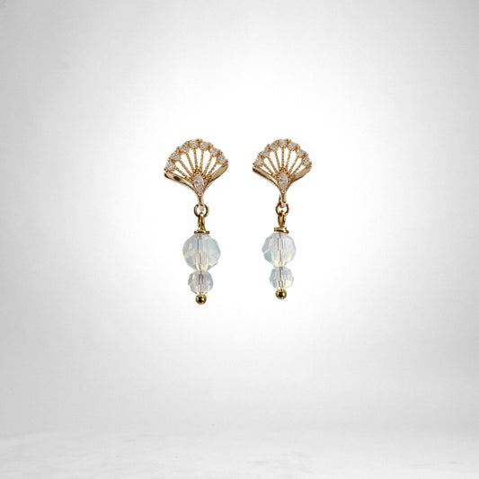 White Crystal gold earrings