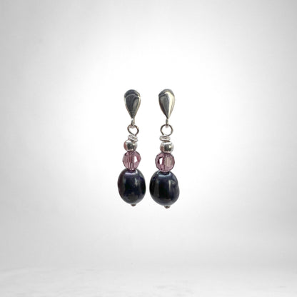 Pearl & Crystal silver earrings