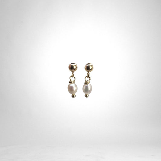 Petite Pearl gold earrings