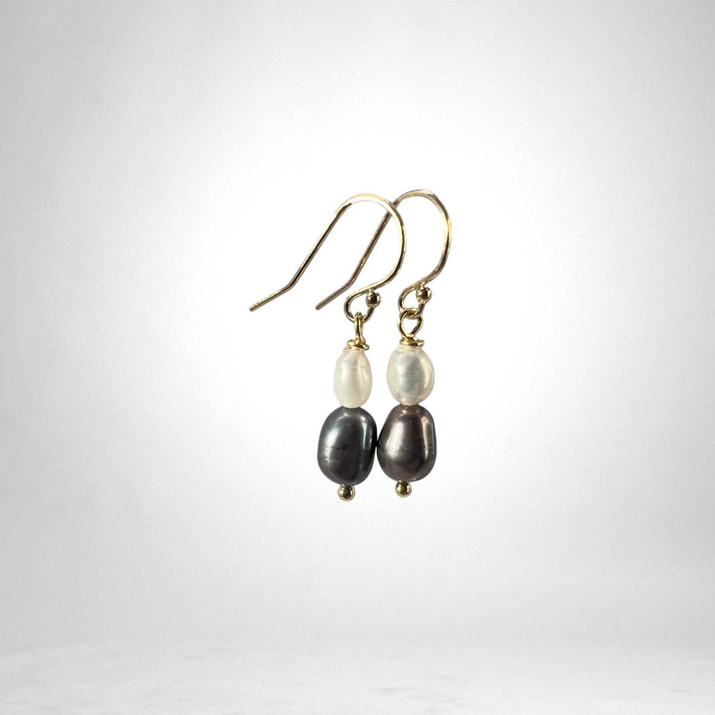 White & Black Pearl gold earrings