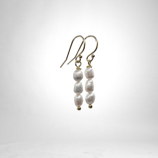 Three Pearl gold earrings