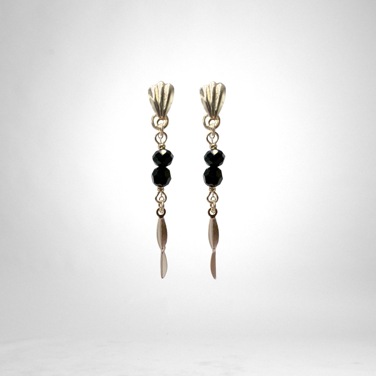 Shell & Crystal drop gold earrings