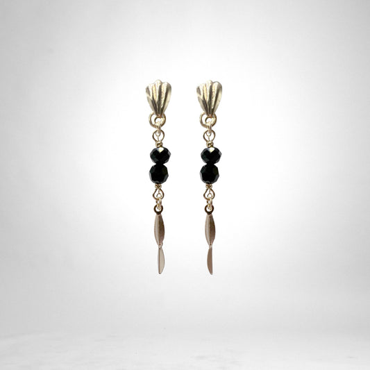 Shell & Crystal drop gold earrings