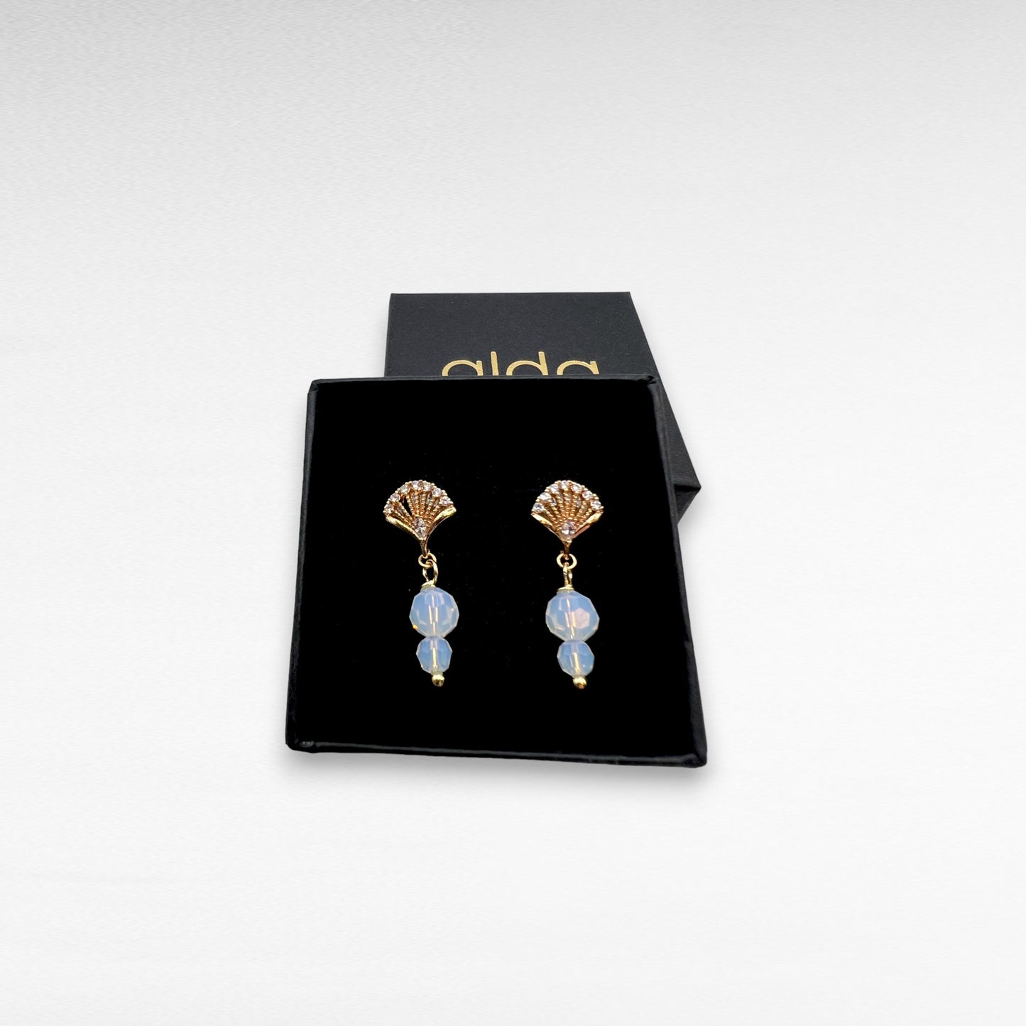 White Crystal gold earrings