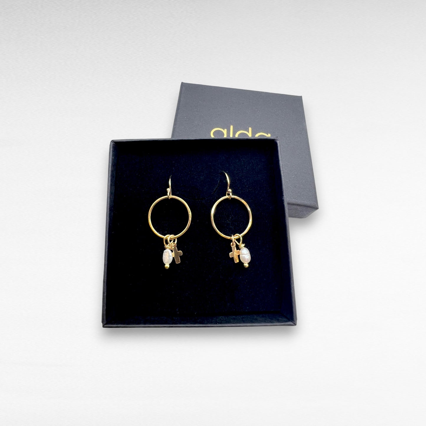 Dangle Cross gold earrings