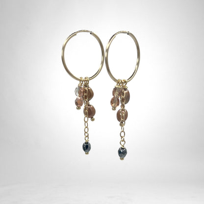 Gold hoops with brown pearls