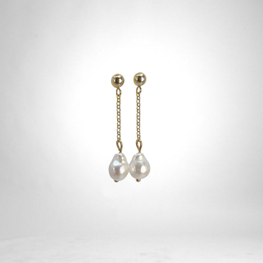 Pearl Drop gold earrings