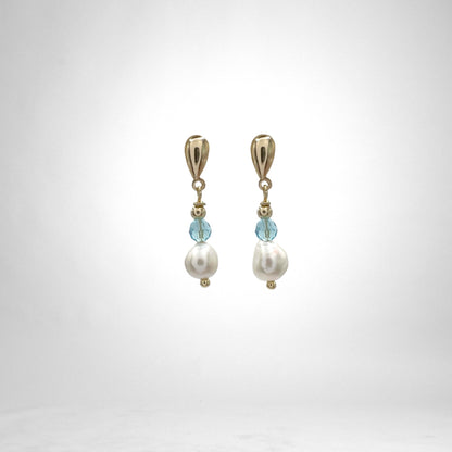 Pearl & Crystal gold earrings