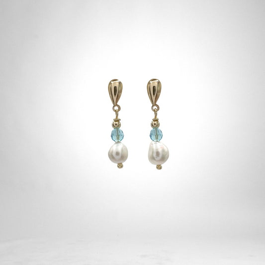 Pearl & Crystal gold earrings