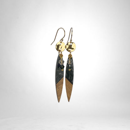 Wood Charm gold earrings