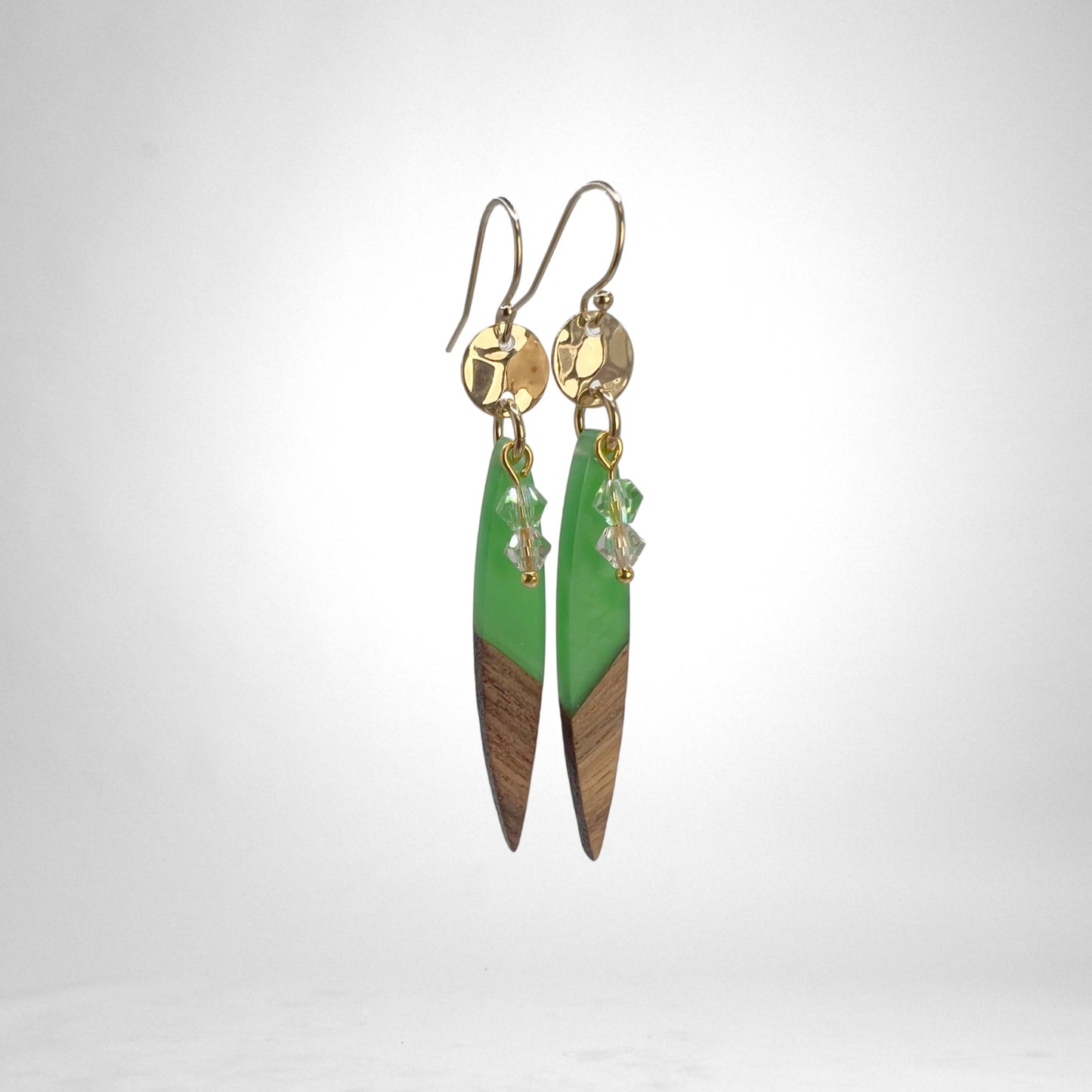 Wood Charm gold earrings