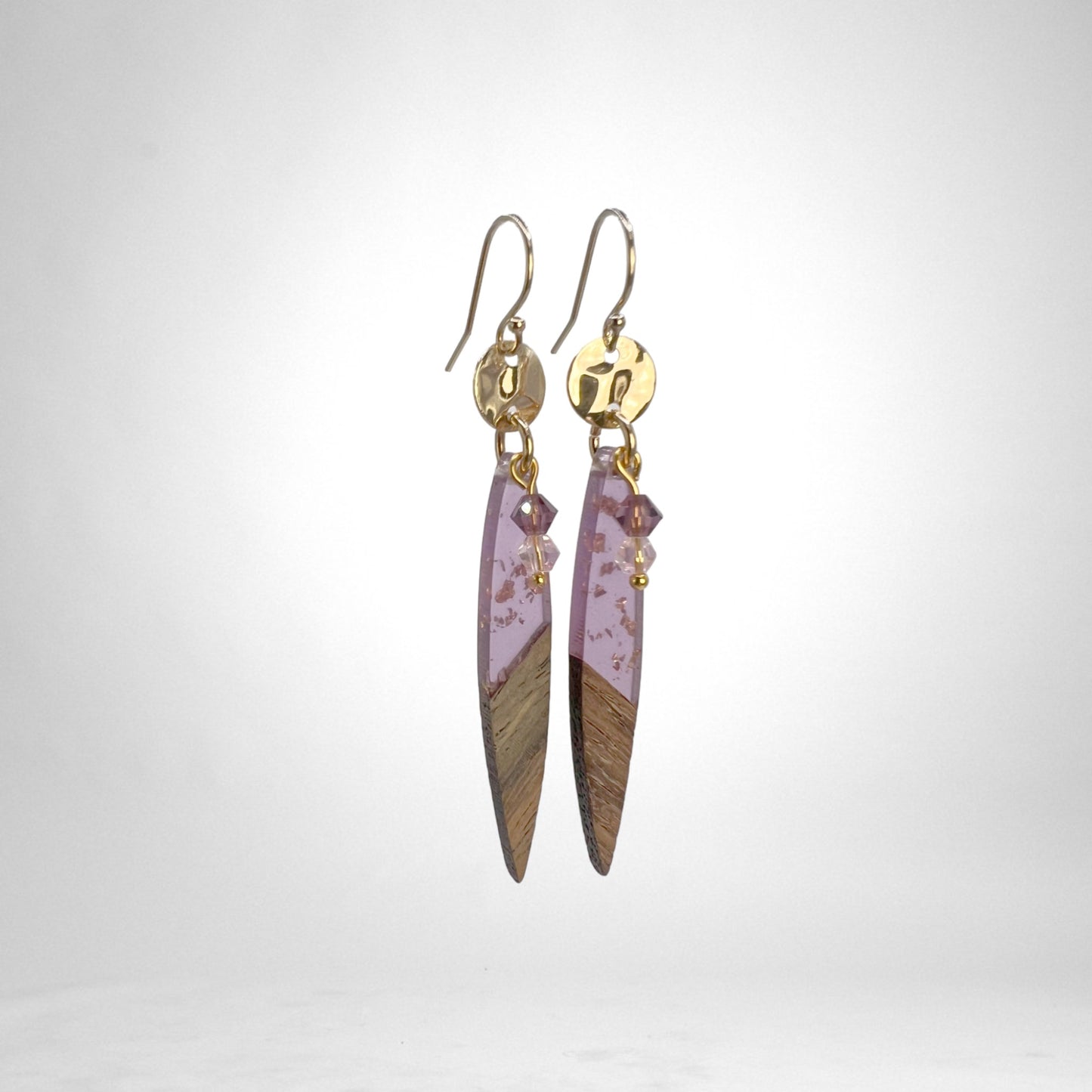 Wood Charm gold earrings