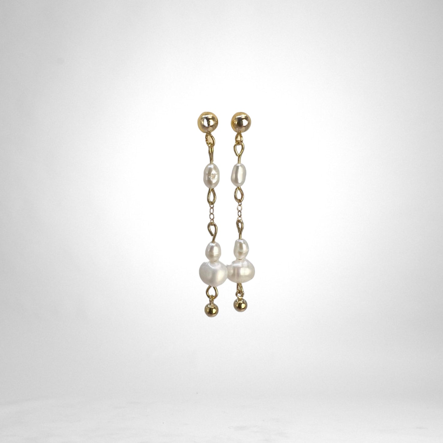 Pearl & Ball drop gold earrings