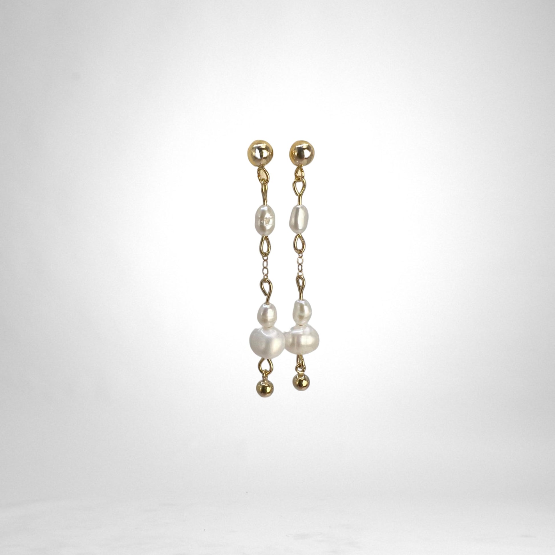 Pearl & Ball drop gold earrings