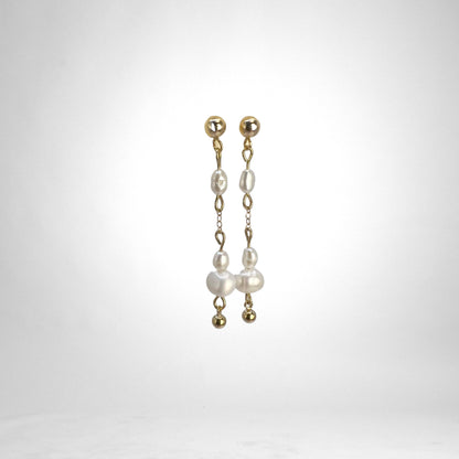 Pearl & Ball drop gold earrings