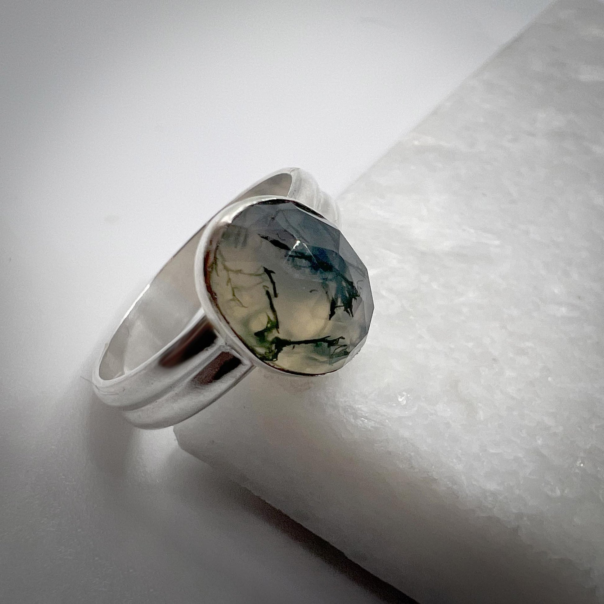 Moss Agate silver ring