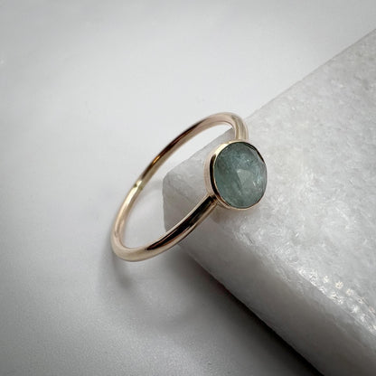 Aquamarine Kaynite gold ring